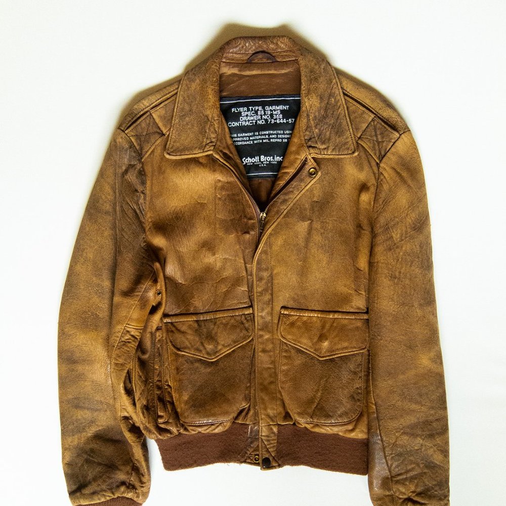 Schott Flight Aviator 85.19 MS Brown Leather Jacket Size 42 (M)